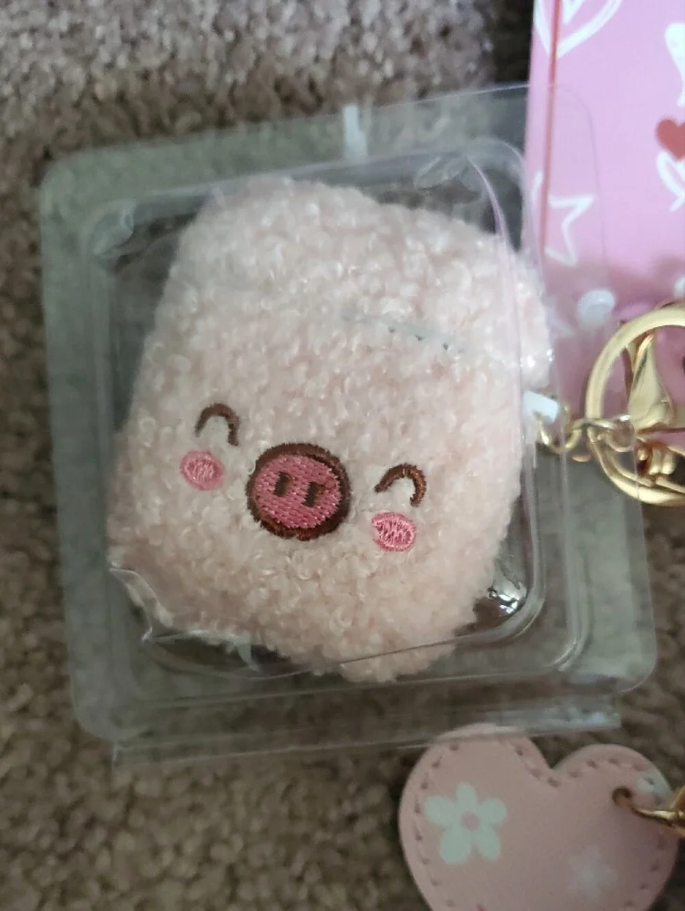 Under One Sky Pink 3-Piece Kids Keychain Set - Mini Backpack, Pom Pom & Charm
